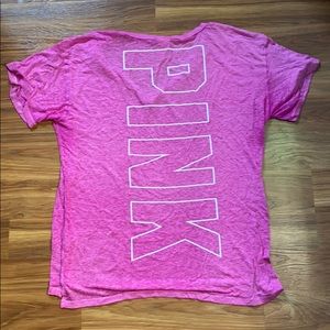 Fuchsia pink PINK Slub Short Sleeve V-Neck